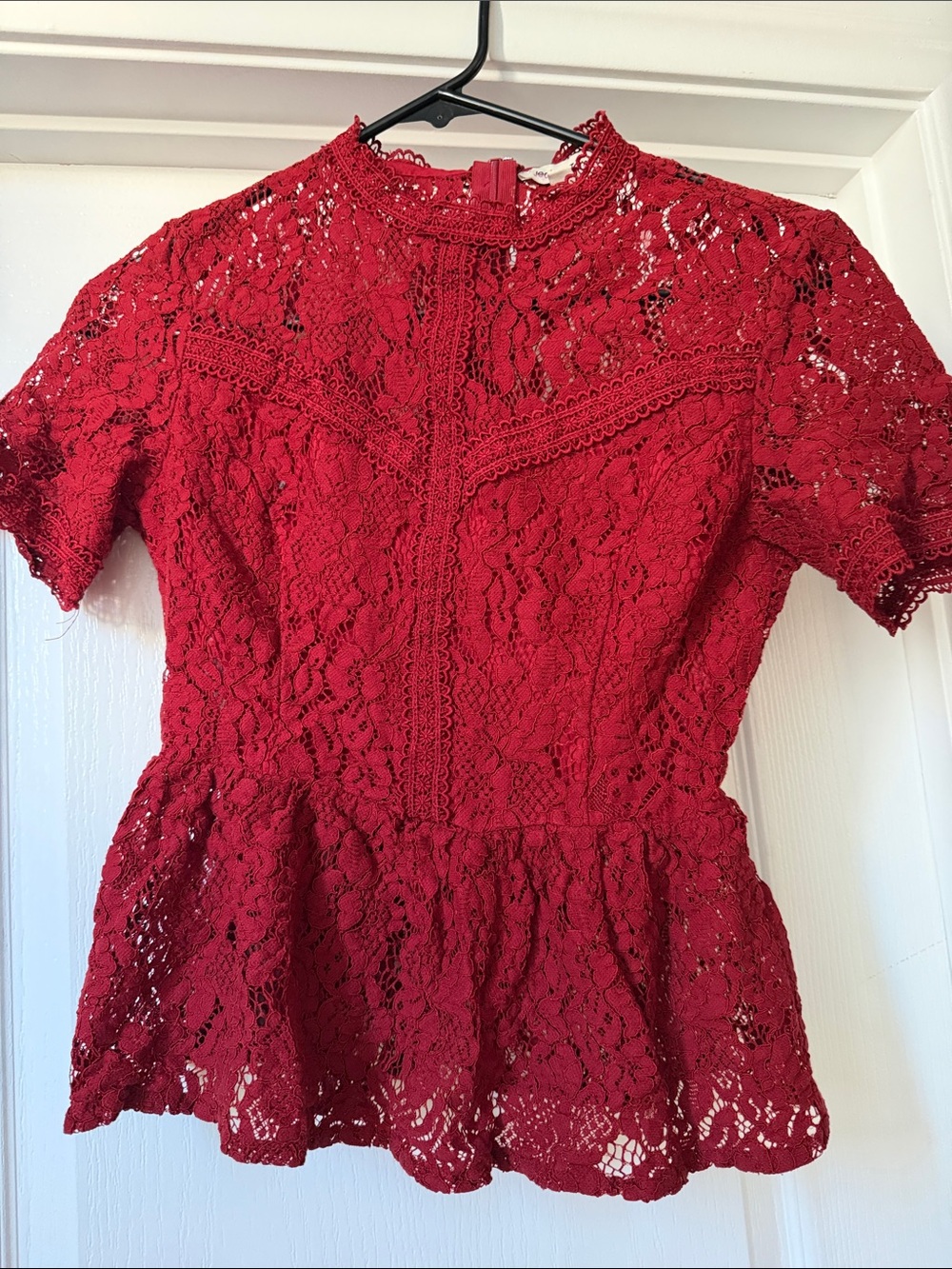 Jealous Tomato Red Lace Peplum Blouse
